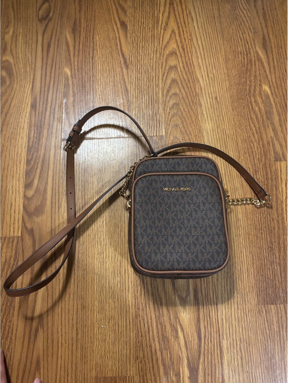 Barely Used Michael Kors Brown Leather Cross-Body Bag